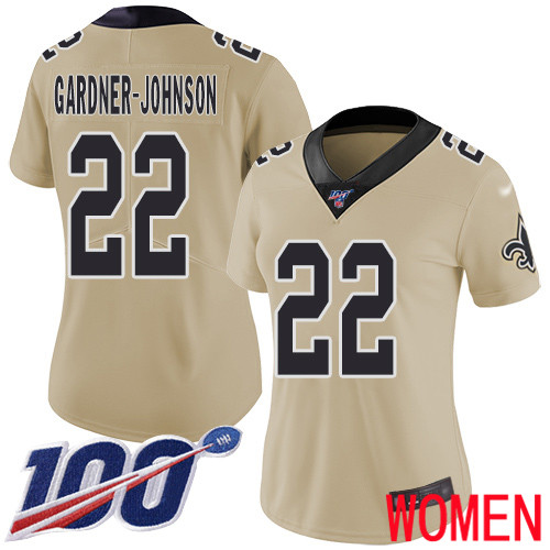 New Orleans Saints Limited Gold Women Chauncey Gardner Johnson Jersey NFL Football #22 100th Season Inverted Legend Jersey->youth nfl jersey->Youth Jersey